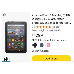 Amazon Fire HD 8 tablet, 8” HD, 64 GB, 30% faster processor, 2022 release, Blue